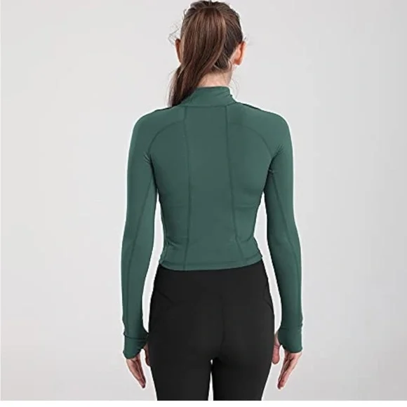 Women's Cropped Workout Jacket 1/2 Zip Pullover Running Athletic Size Small​​ - Picture 3 of 5